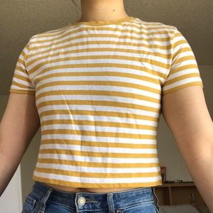 White and yellow striped top